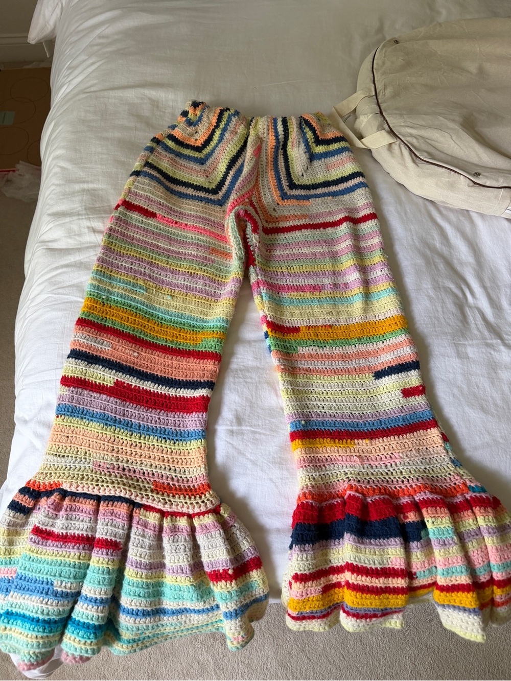 Magpie Vintage London Multicolor Crochet Flared Pants